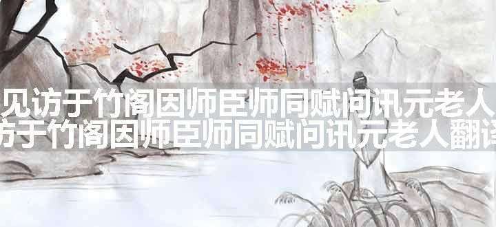 康师见访于竹阁因师臣师同赋问讯元老人