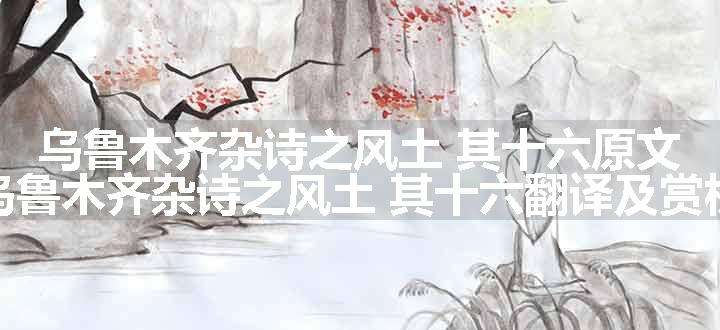 乌鲁木齐杂诗之风土 其十六