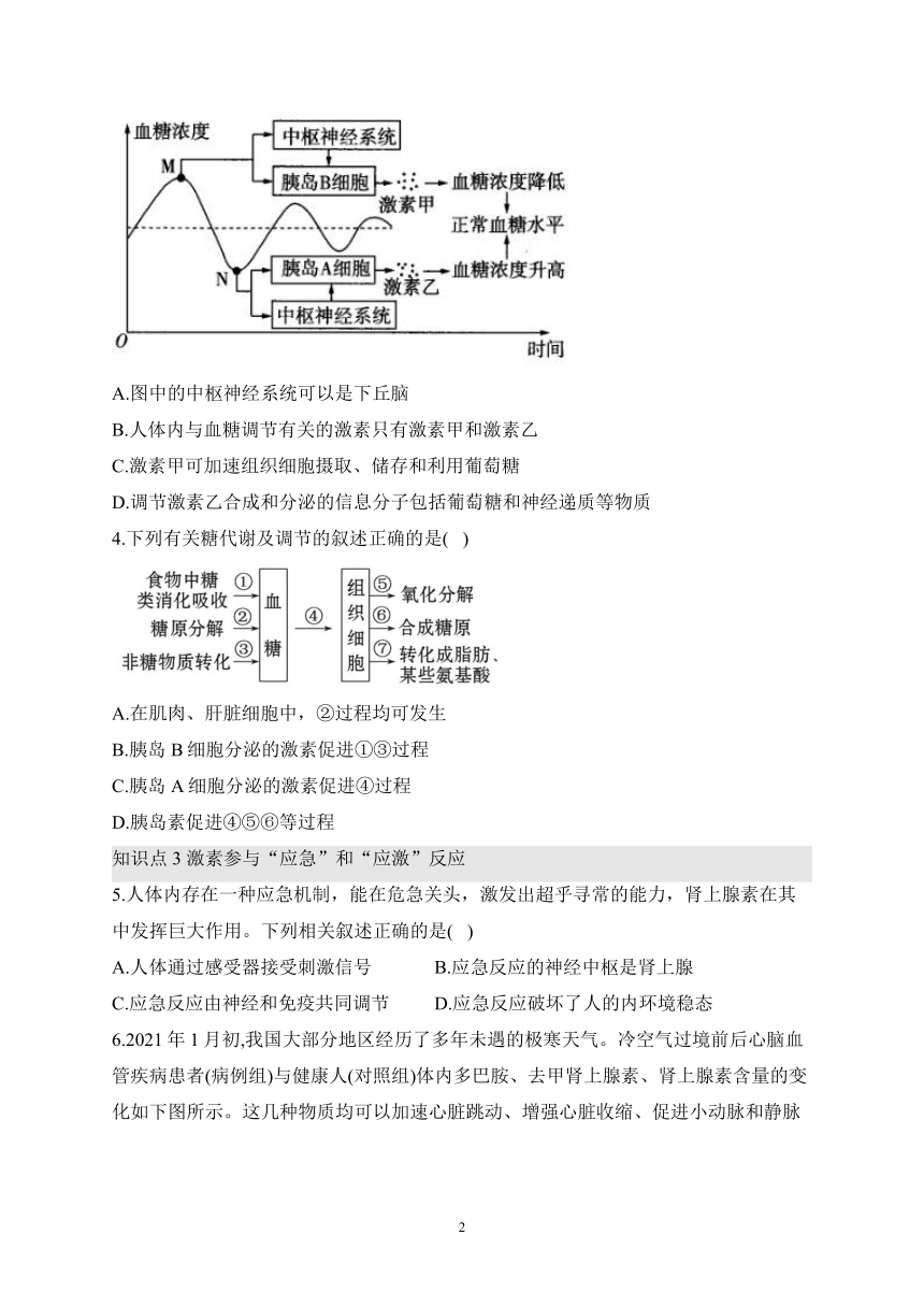 3.3激素调节身体多种机能（含解析）——2023-2024学年高二生物学浙科版（2019）选择性必修一课时分层练