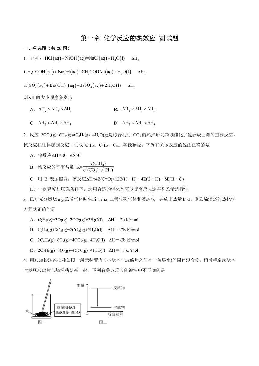 第一章 化学反应的热效应 （含解析）测试题 2023-2024学年高二上学期化学人教版（2019）选择性必修1