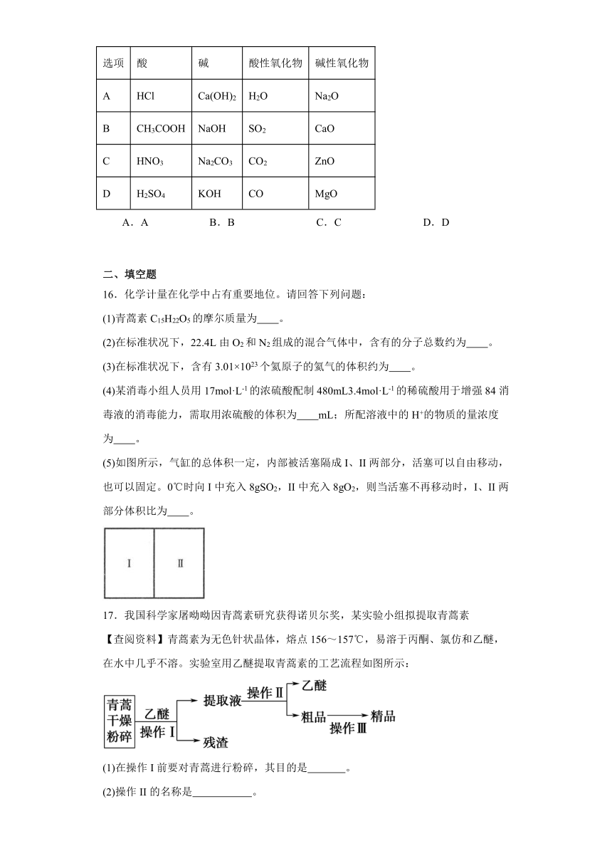 第一章 化学研究的天地 测试卷（含解析）2023-2024学年高一上学期化学沪科版（2020）必修第一册