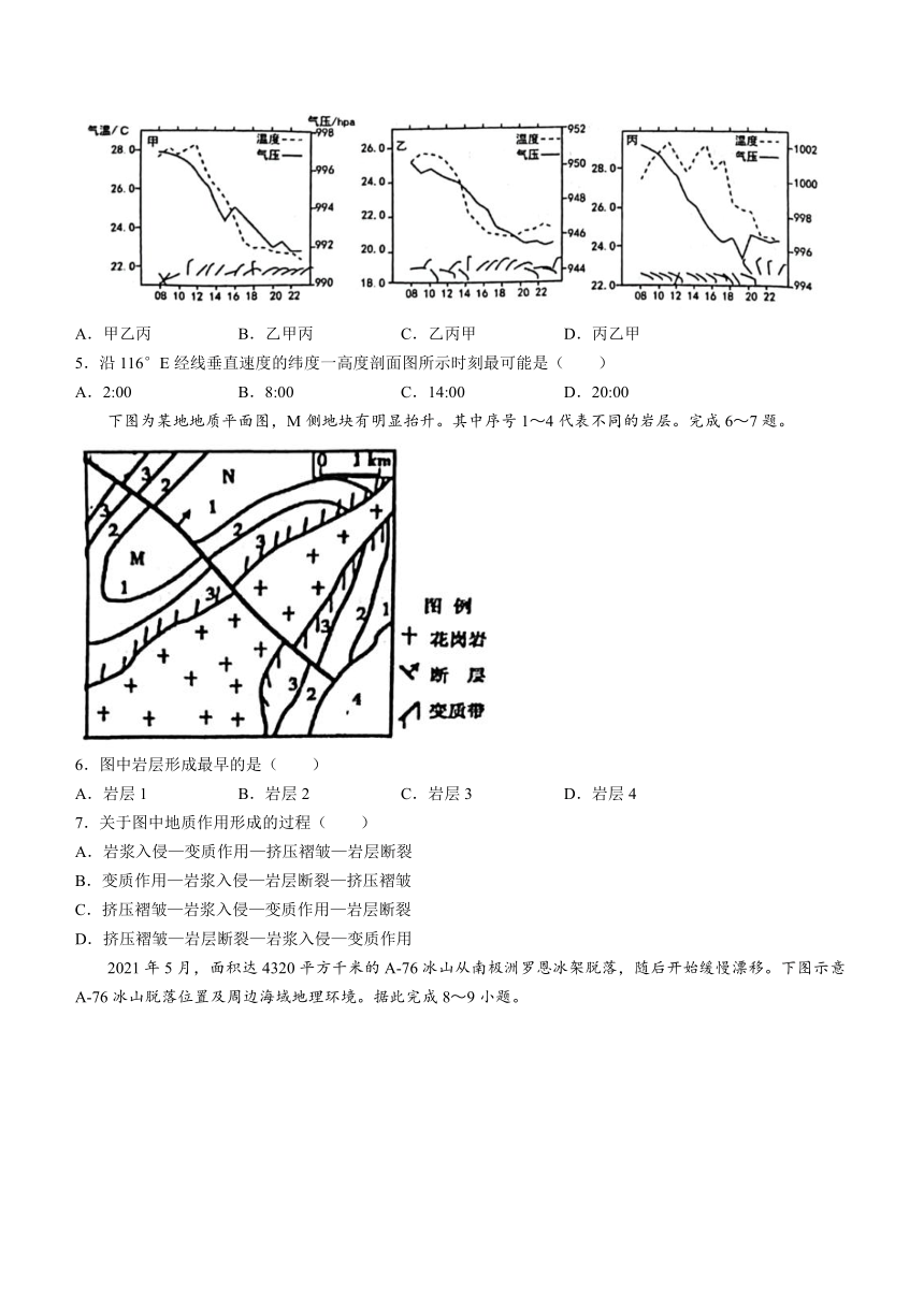 江苏省句容市联考2023-2024学年高三上学期10月月考地理试题(无答案)