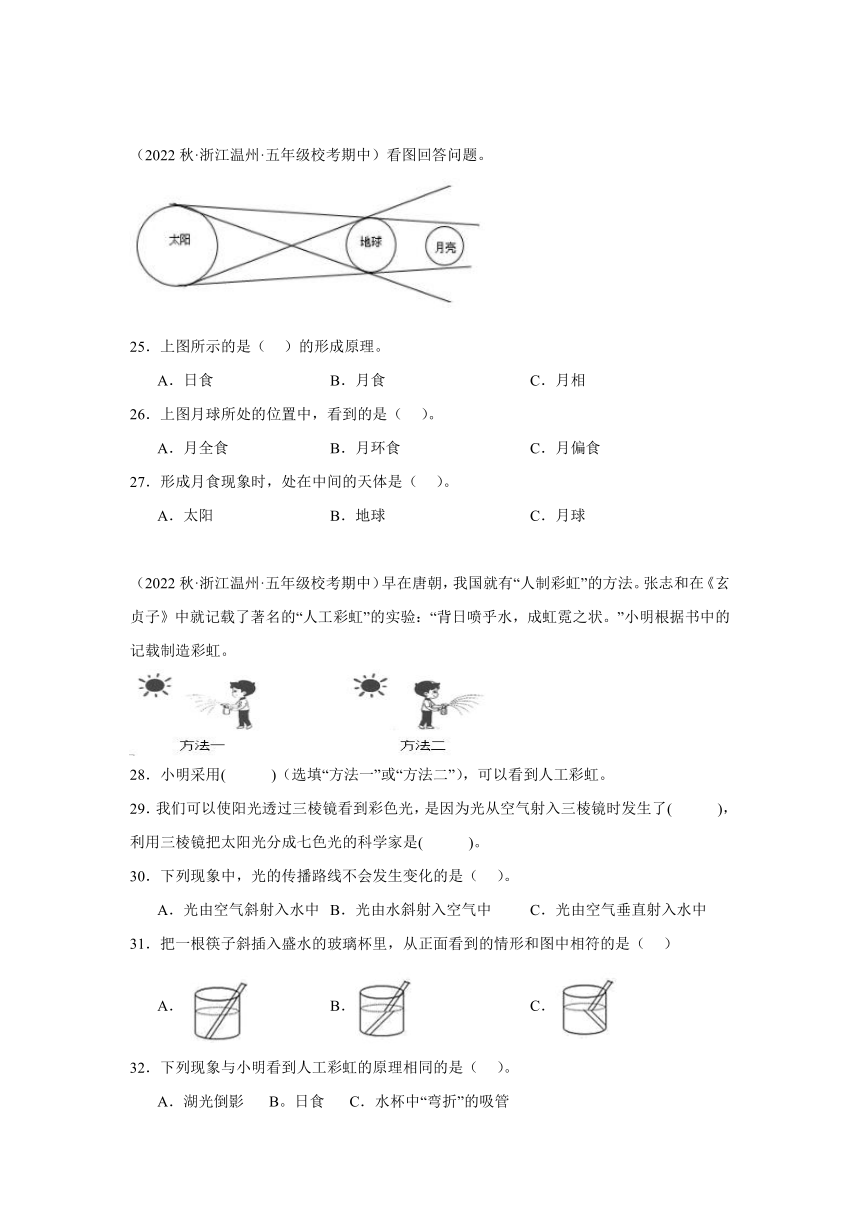 科学五年级上册（教科版2017）期中 综合题专题训练(含解析)