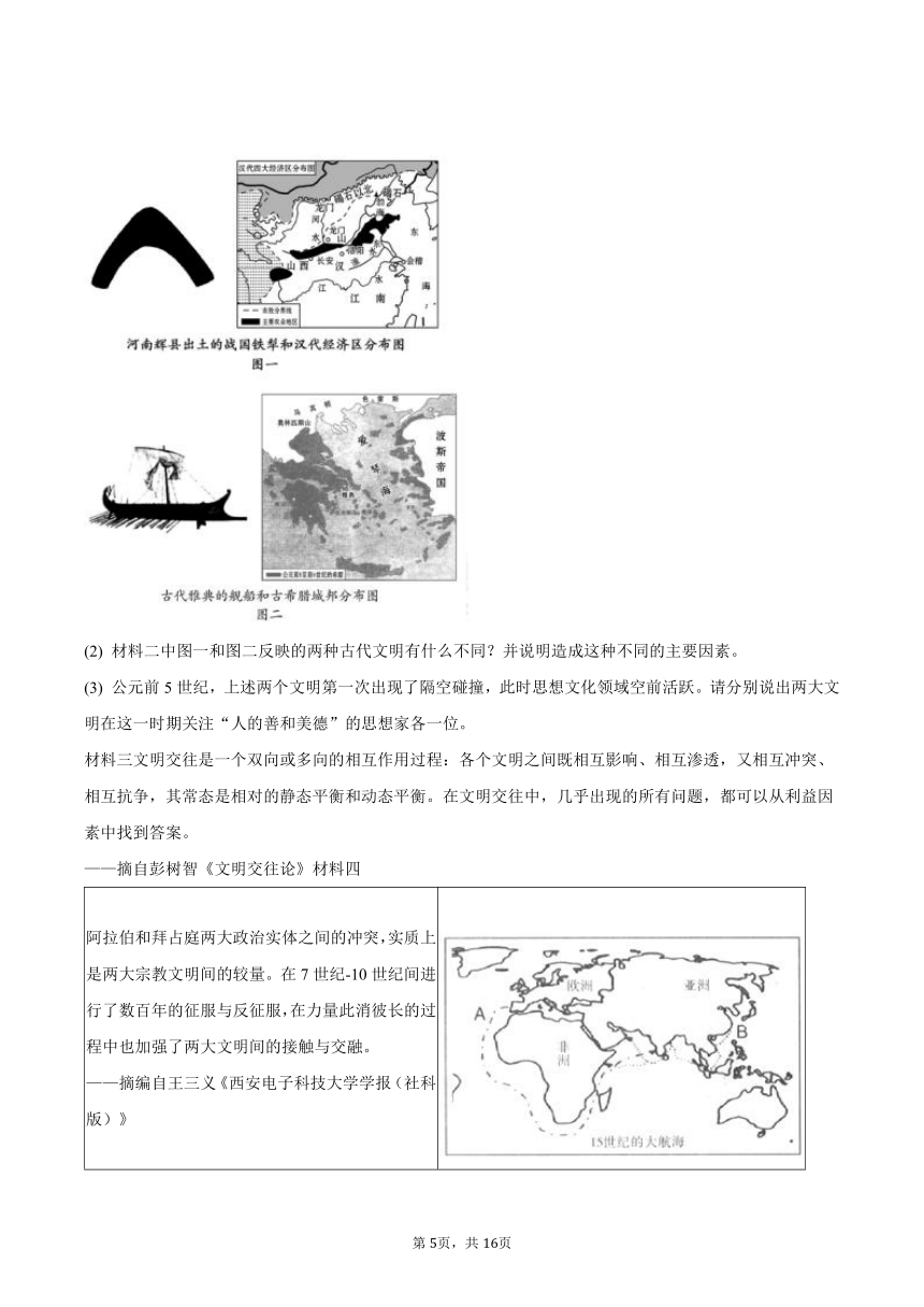 2023-2024学年吉林省长春市榆树市九年级（上）月考历史试卷（10月份）（含解析）