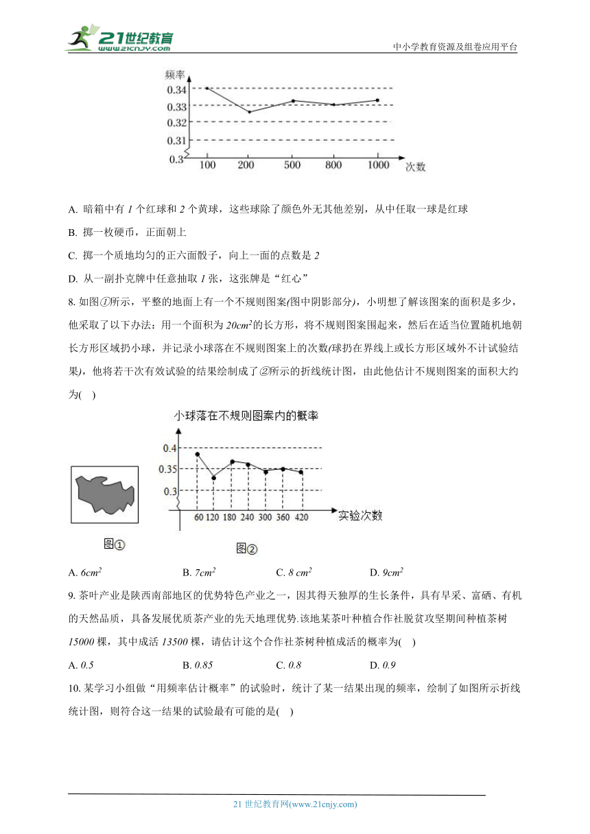 2.3用频率估计概率 浙教版初中数学九年级上册同步练习（含解析）