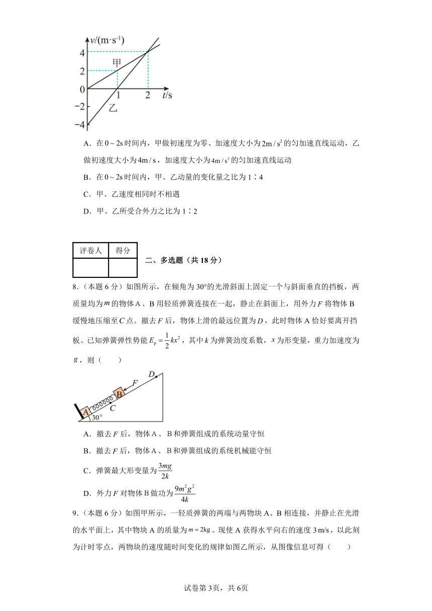 高中物理选修第一册 第一章 动量守恒定律 单元测试（含答案）