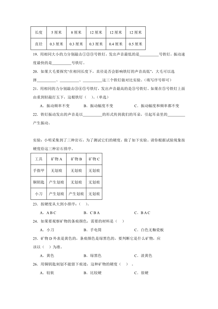 科学四年级上册（粤教版2017）期中 实验题 专题训练（含解析）