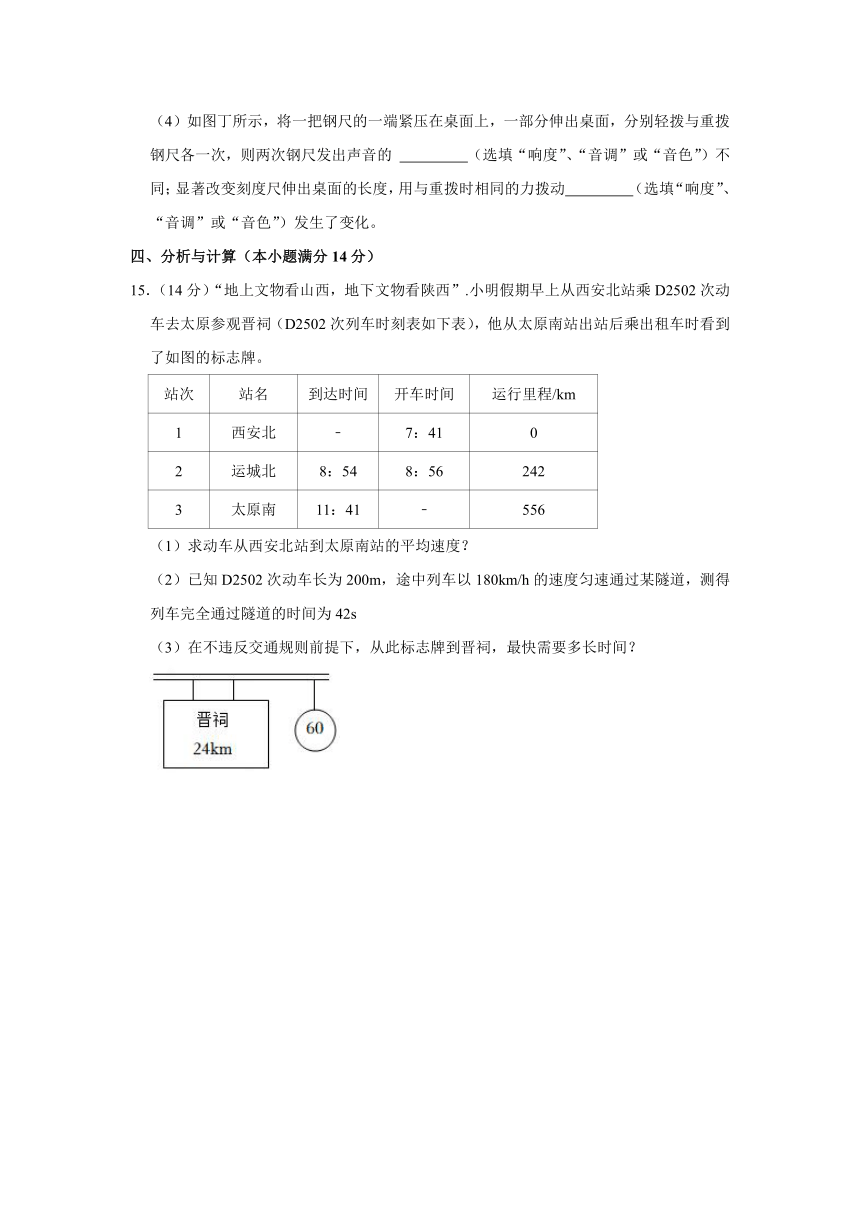 2023-2024学年山东省淄博市张店八中八年级（上）月考物理试卷（10月份）（含解析）