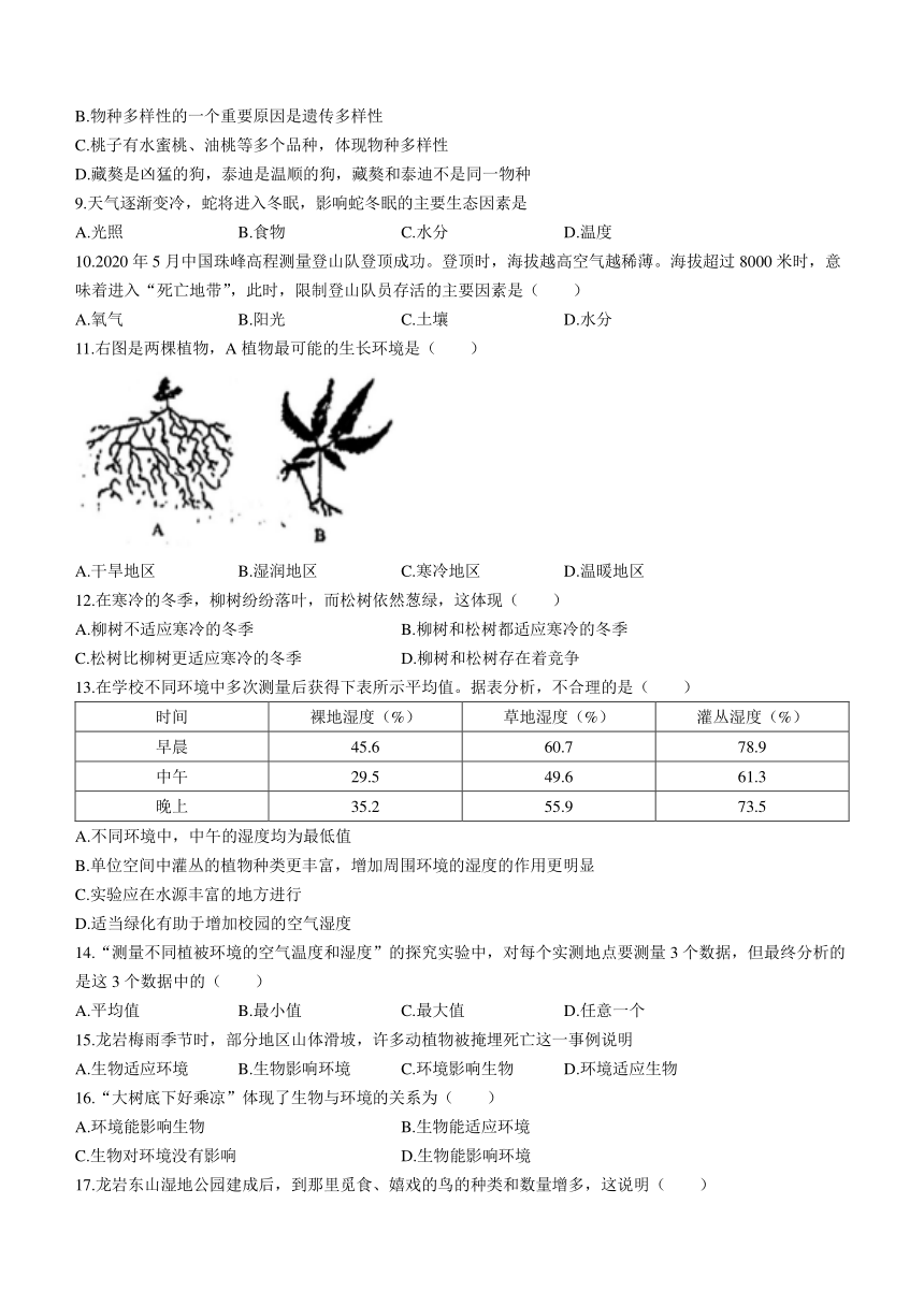 福建省龙岩市实验学校2023-2024学年七年级上学期生物学科第一次月考试题(无答案)