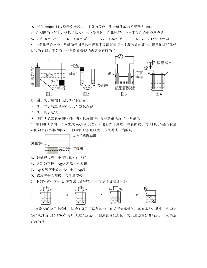 4.3金属的腐蚀与防护 （含解析）同步练习题 2023-2024学年高二上学期化学人教版（2019）选择性必修1