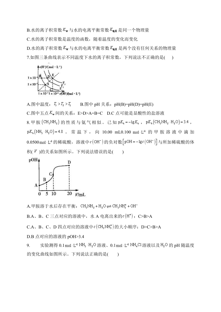 第八单元 水溶液中的离子平衡——水的电离及溶液的酸碱性 （含解析） 训练卷——2024届人教版（2019）高中化学一轮复习