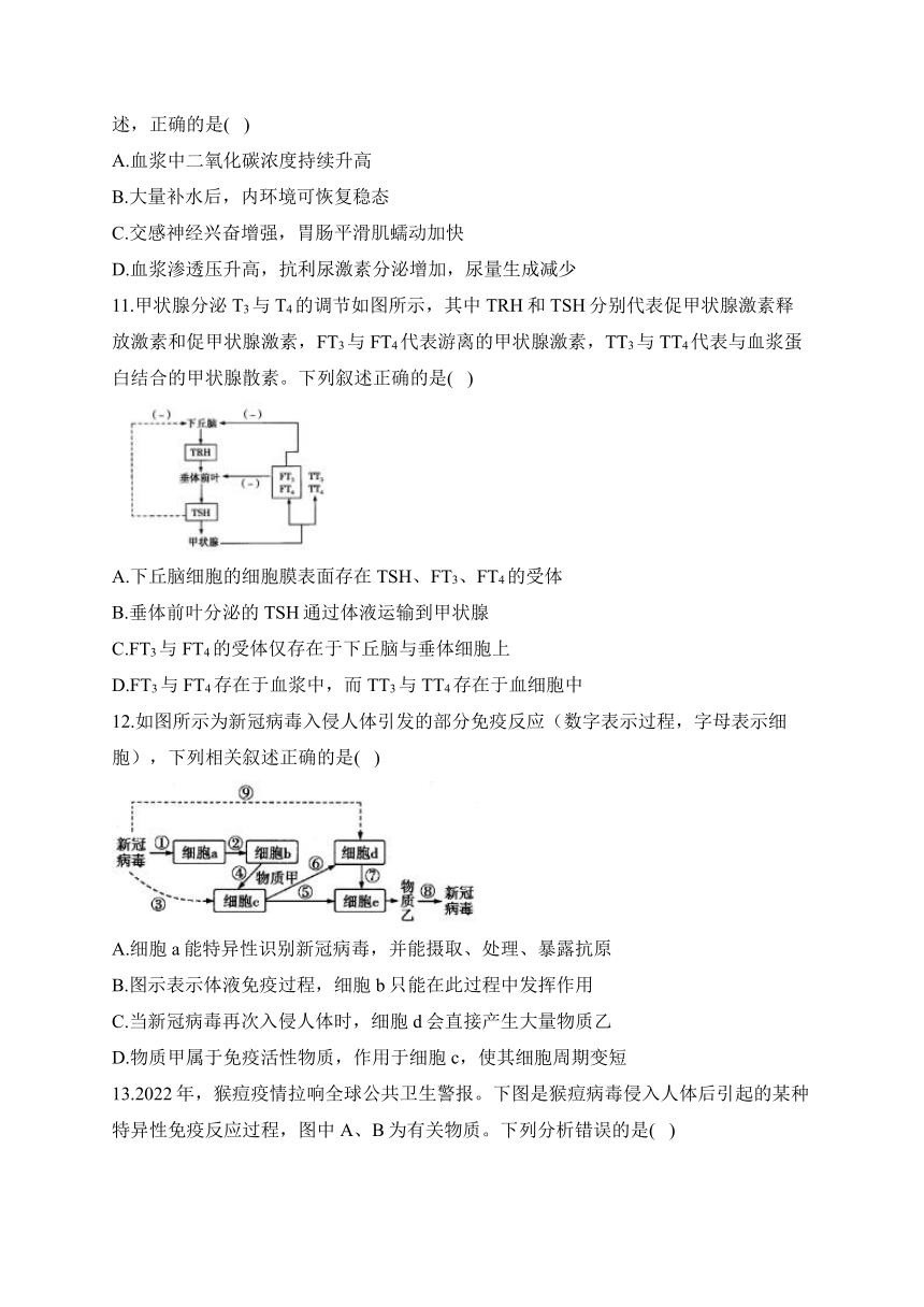 人体生命活动的调节——2024届高考一轮复习经典试题集中训练（含解析）