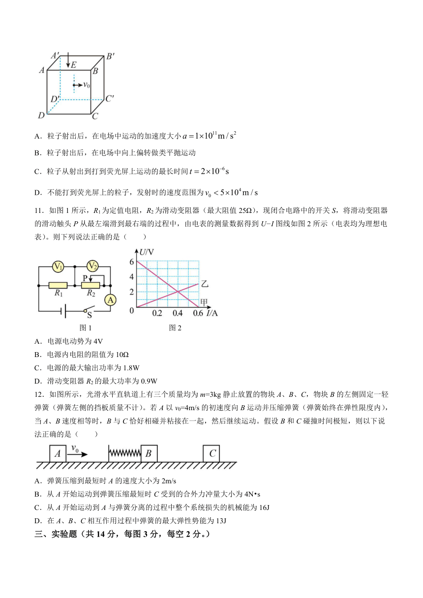 山东省淄博市重点中学2023-2024学年高二上学期11月教学阶段性检测物理试卷（含答案）