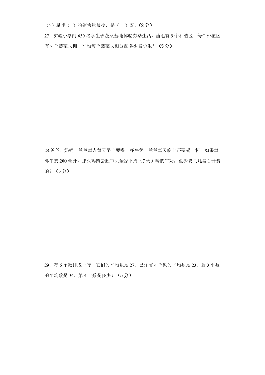 江苏省淮安市淮阴区五校联考2023-2024学年四年级上学期数学期中检测卷（含解析）