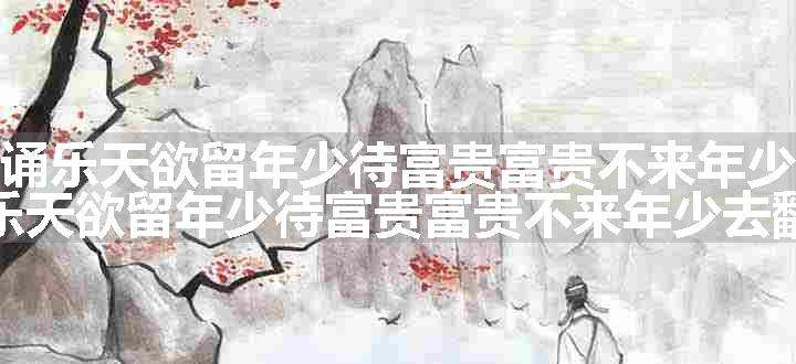 泽民因诵乐天欲留年少待富贵富贵不来年少去