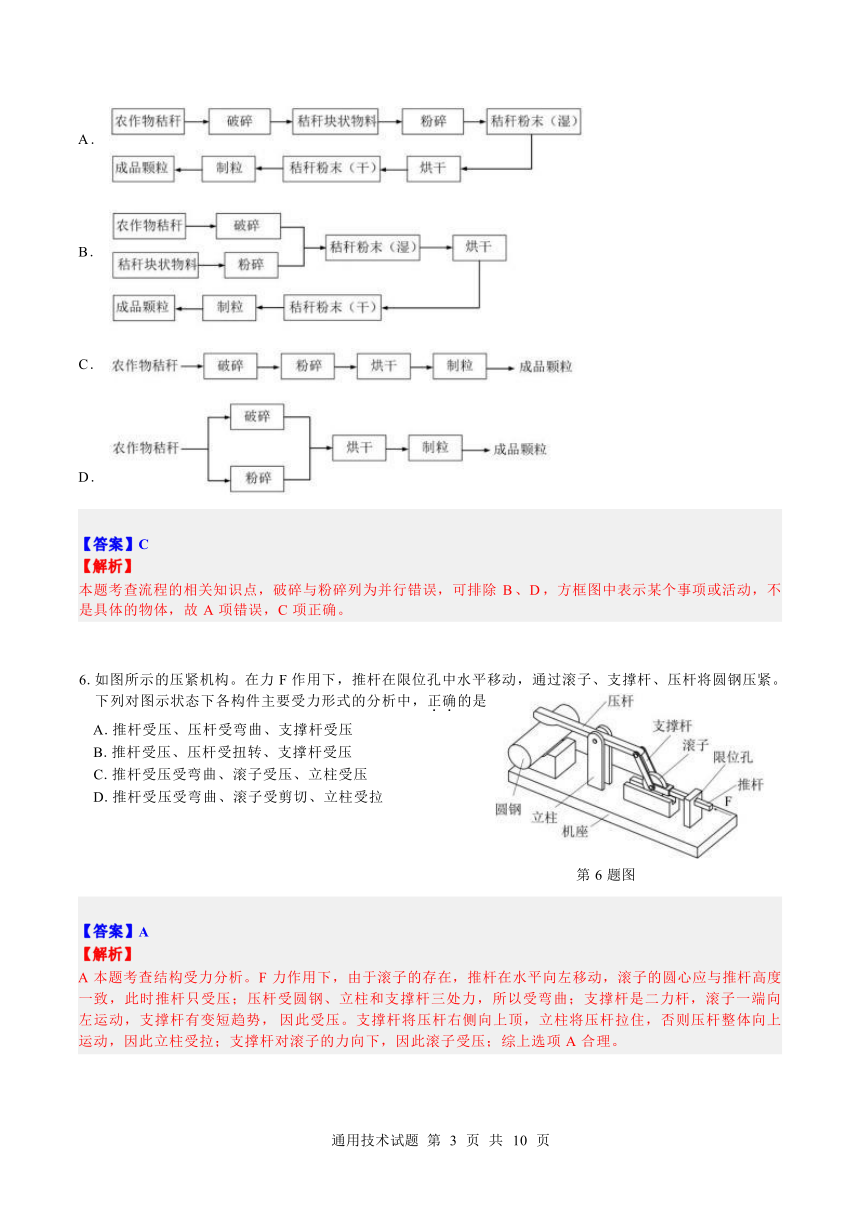 2023年11月杭州一模通用技术卷完美解析