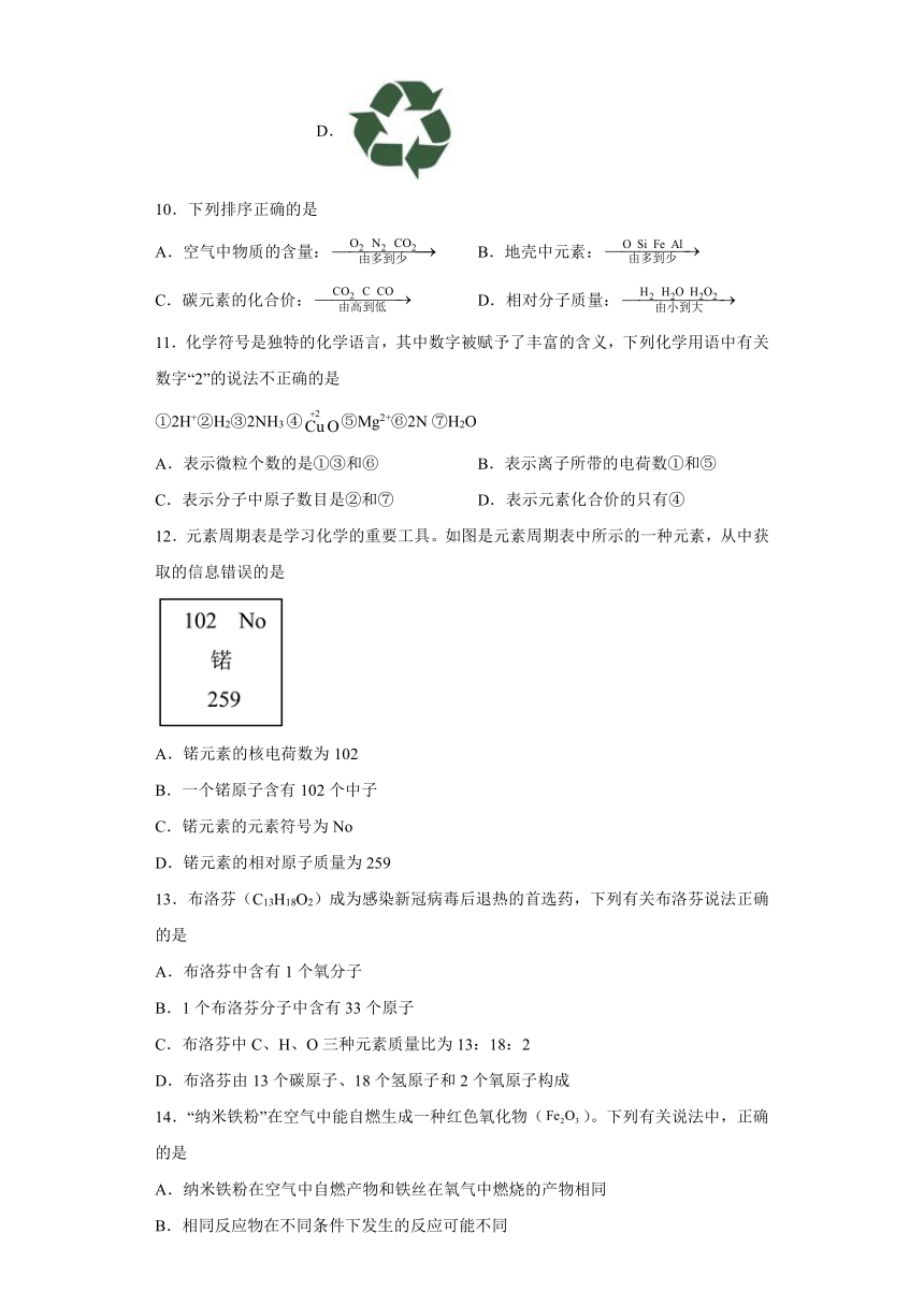 江苏省扬州市朱自清中学2023-2024学年九年级上学期期中考试化学试卷(含解析)