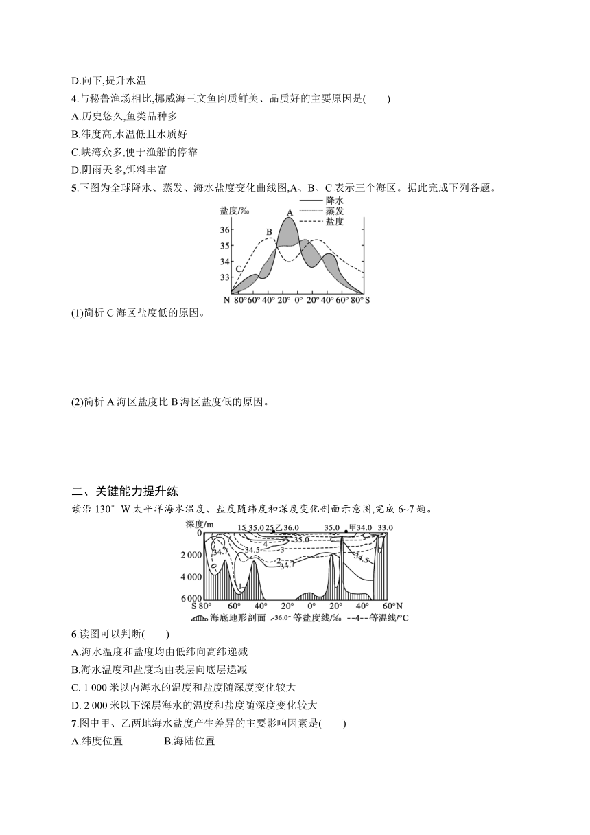 3.2 海水的性质（同步练习）- 高中地理人教版（2019）必修第一册（含解析）