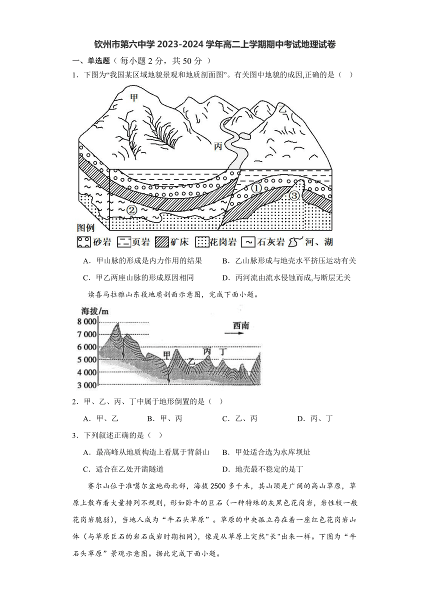 广西钦州市第六中学2023-2024学年高二上学期期中考试地理试卷（含答案）