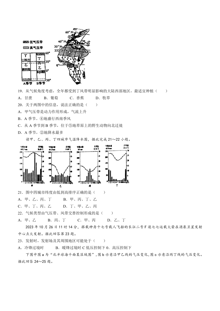 山东省淄博市临淄中学2023-2024学年高二上学期期中检测地理试题（含答案）