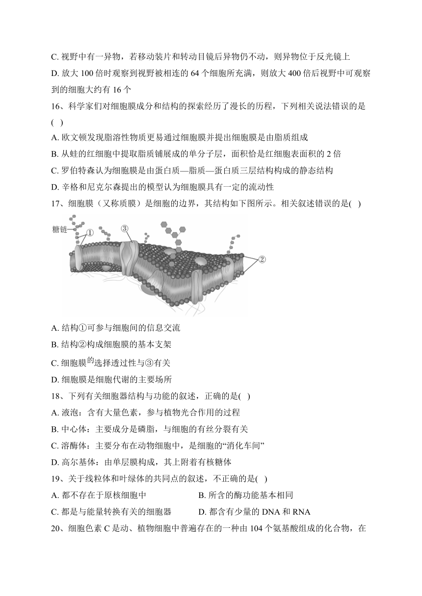 江苏省扬州市高邮市2023-2024学年高一上学期10月学情调研测试生物试卷(含解析)