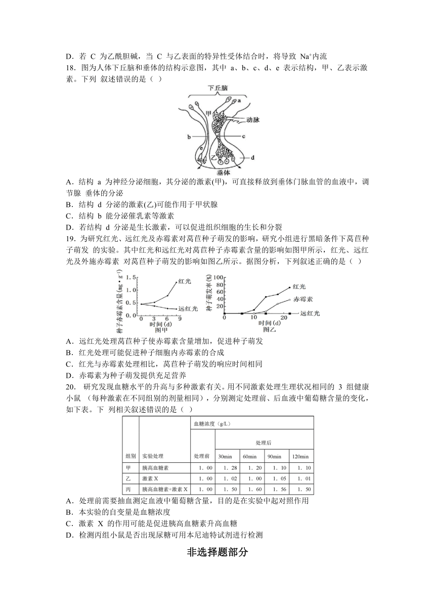 浙江省台州山海协作体2023-2024学年高二上学期期中联考生物学试题（含答案）