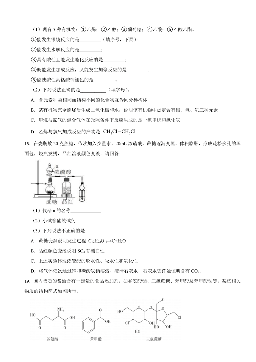 第四章 生物大分子（含解析）章节测验2023-2024学年下学期高二化学人教版（2019）选择性必修3