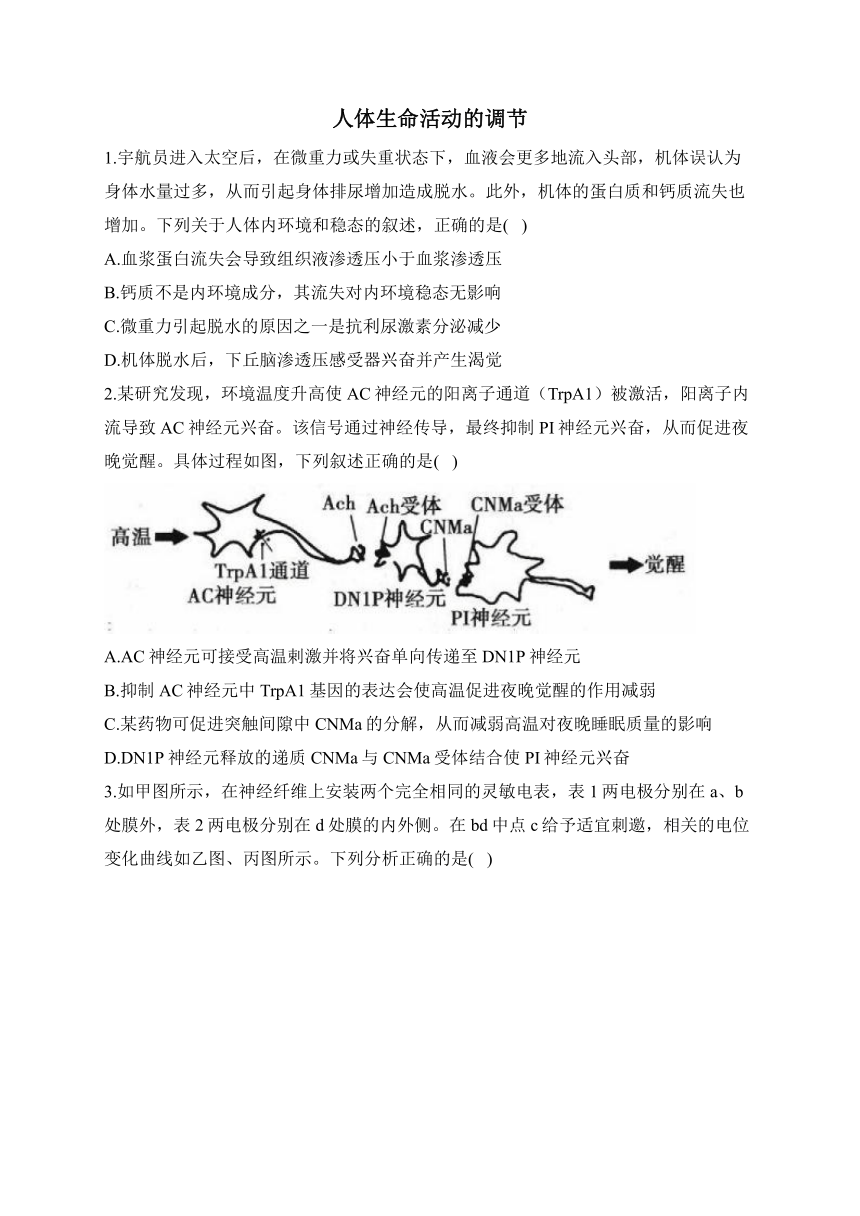 人体生命活动的调节——2024届高考一轮复习经典试题集中训练（含解析）