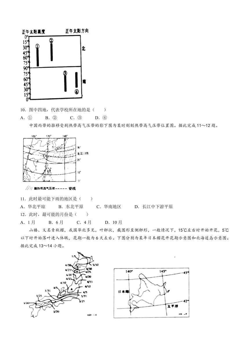 山东省淄博市临淄中学2023-2024学年高二上学期期中检测地理试题（含答案）