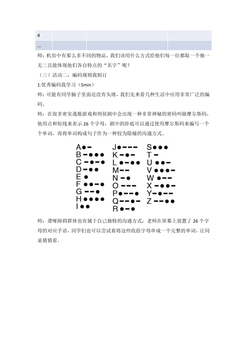 浙教版四年级上册信息技术第14课编码的规则制订（教案）