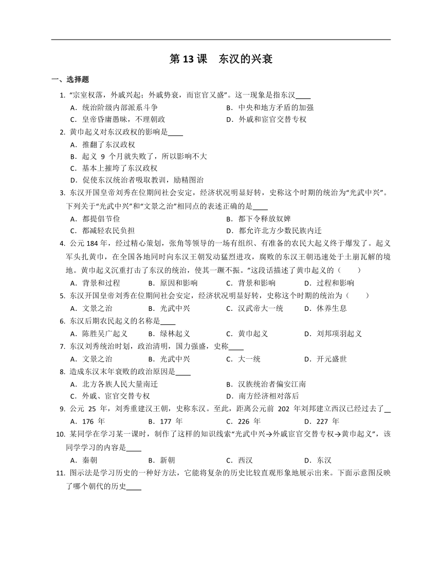 第13课 东汉的兴衰 课时练习（含解析）