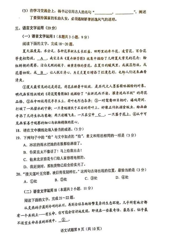 2024新高考九省联考语文试题出炉【最新】