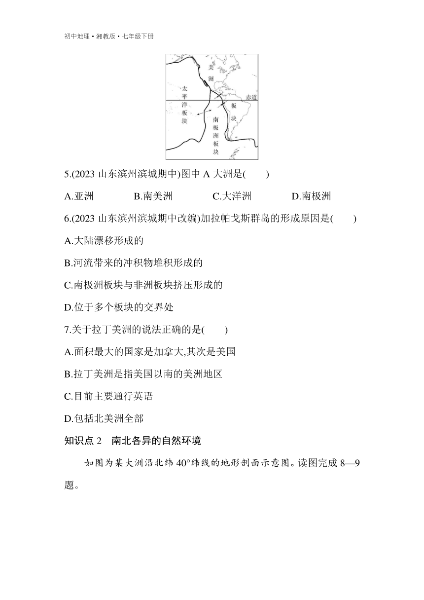 6.3美洲 素养综合检测（含解析）湘教版地理七年级下册