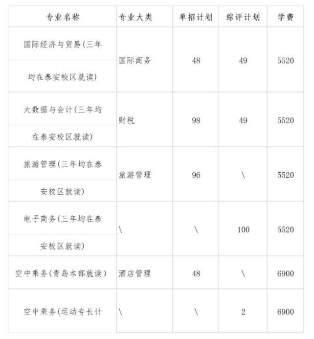 山东外贸职业学院2024单招和综评招生专业及计划