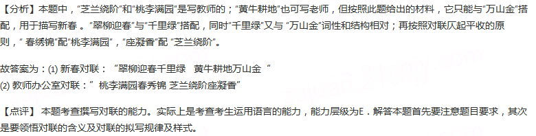 根据要求将下面的短语组成两副七字对联，并填在相应的横线上...