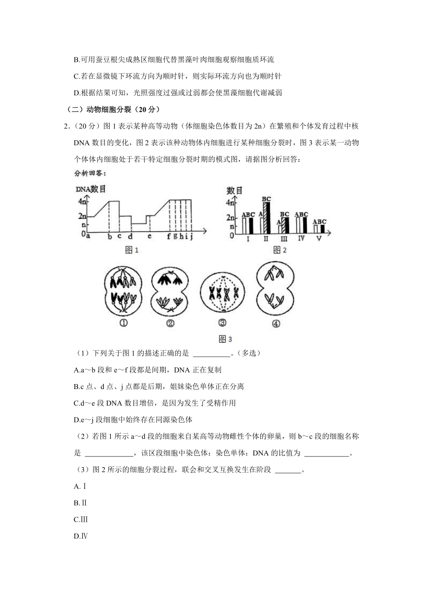 上海市复旦大学附属中学2023-2024学年高二上学期期中考试生物试题（含解析）