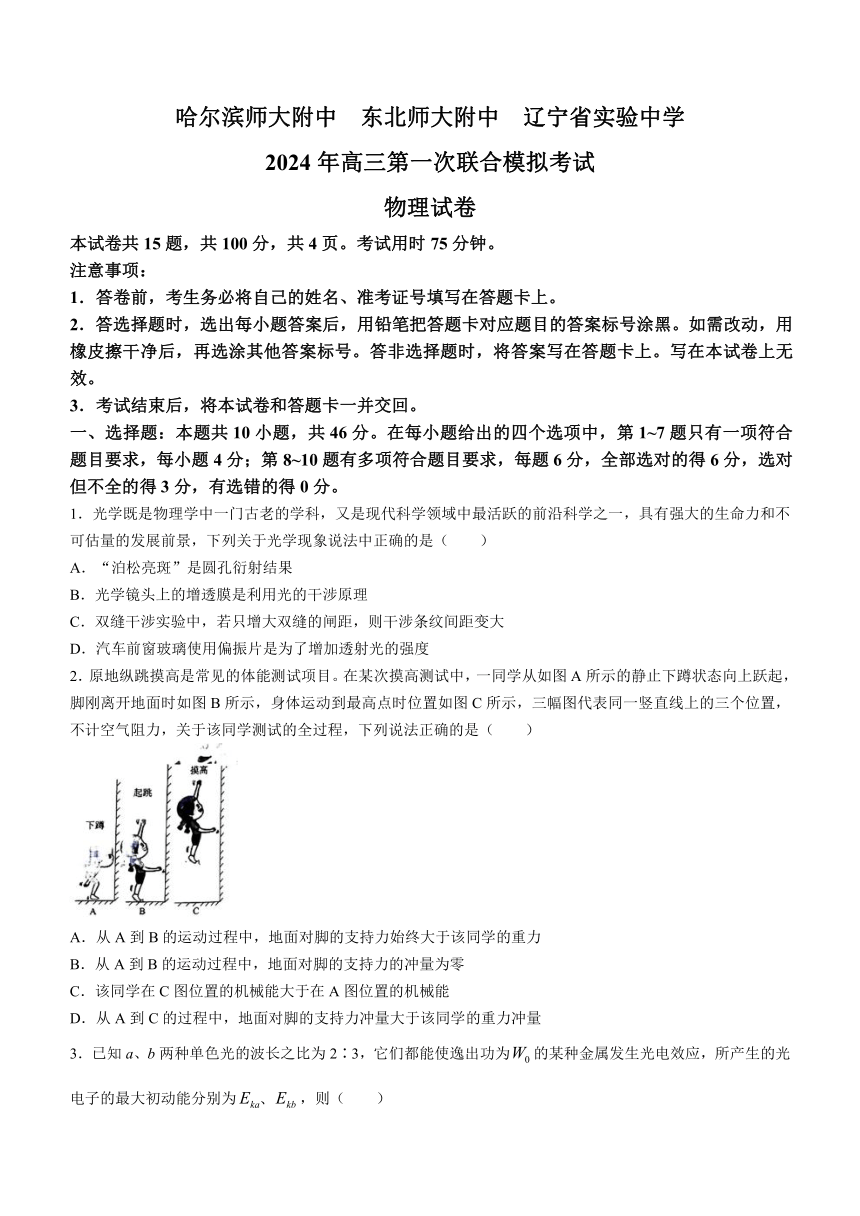 2024届黑龙江省东北三省联考高三一模物理试题(无答案)