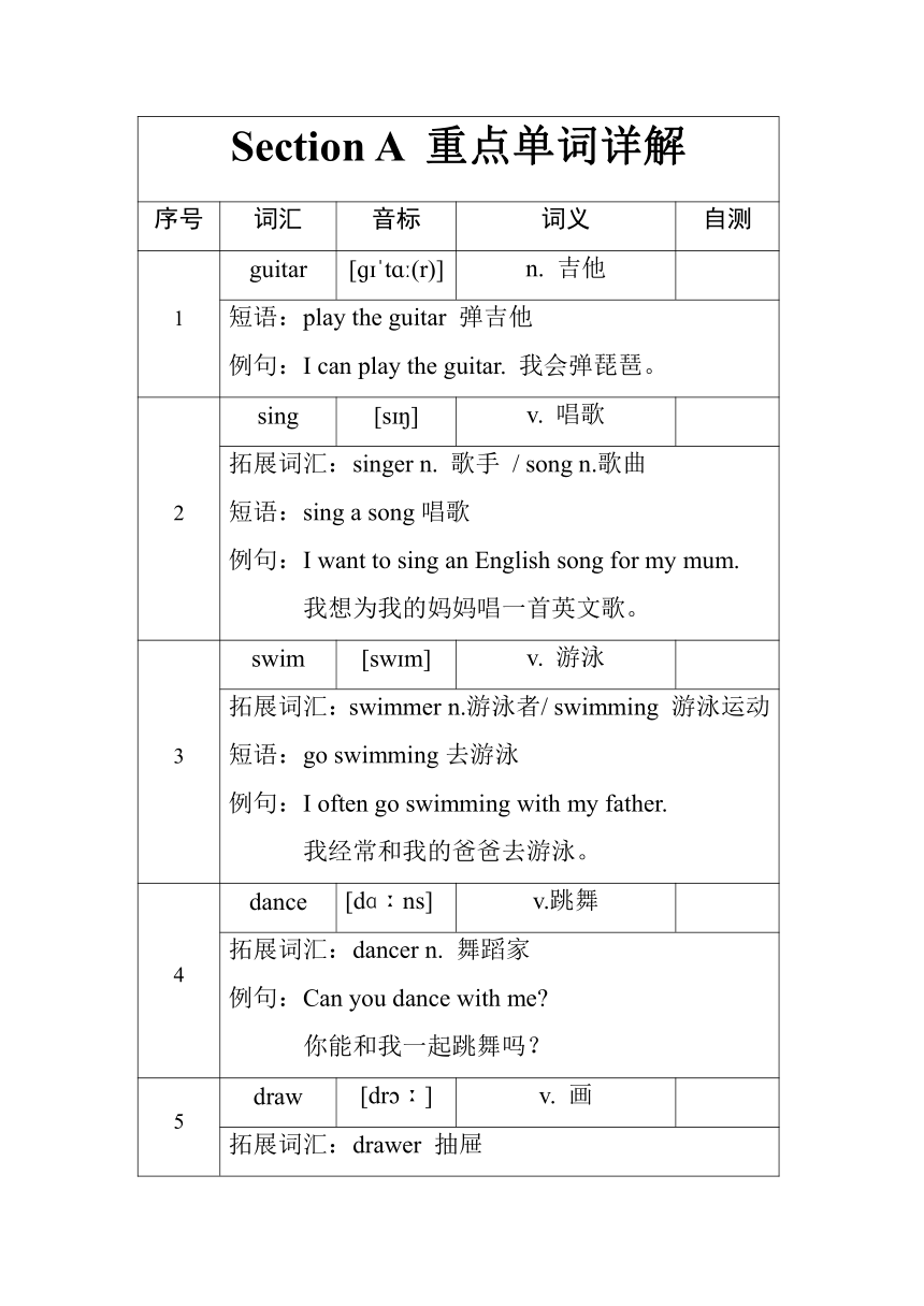 Unit 1 Can you play the guitar？七年级下册英语轻松学系列【人教新目标Go For It】