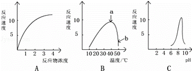 下列A、B、C三图依次表示酶浓度一定时，酶的反应速度与反...