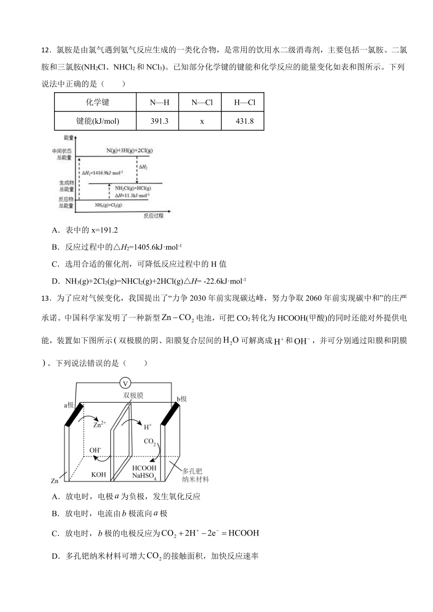 6.1 化学反应与能量变化 课后练习 （含解析）2023-2024学年高一下学期化学人教版（2019）必修第二册