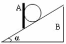倾角为α的光滑斜面上有一个竖直的光滑挡板A，在它们之间放...