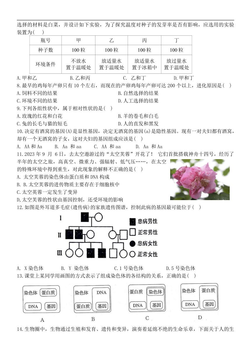 山东省德州市临邑县2023-2024学年八年级上学期期末生物试题（ 含答案）