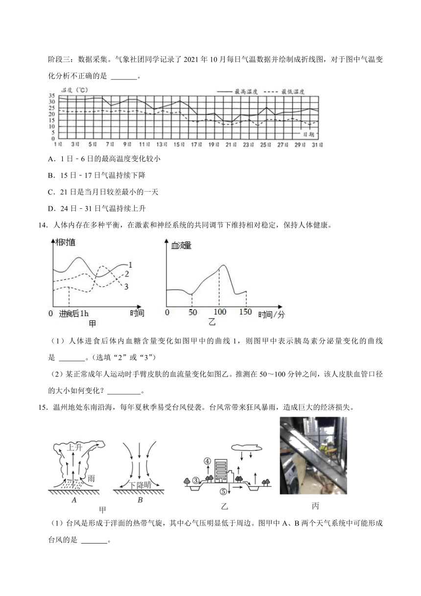 浙江省台州市2022-2023学年八年级上学期期末科学试卷（含答案）