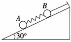 如图所示，质量分别为m1、m2的A、B两小球分别连在弹簧两端，B小球用细...