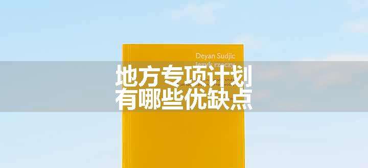 地方专项计划有哪些优缺点