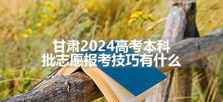 甘肃2024高考本科批志愿报考技巧有什么