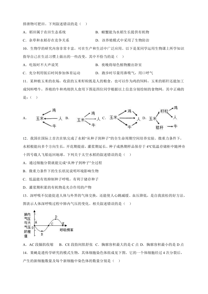 江苏省南通市崇川区2022-2023学年七年级上学期期末生物试卷（含解析）