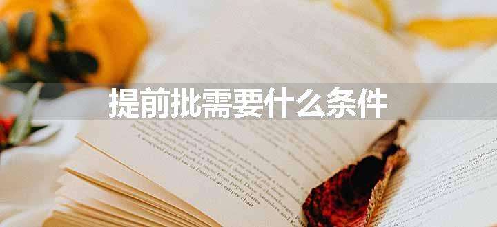 提前批需要什么条件