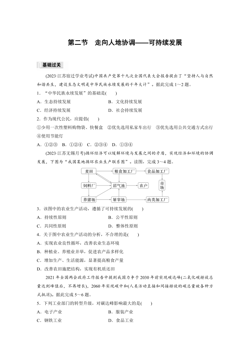 第二节　走向人地协调——可持续发展课时练（含答案）