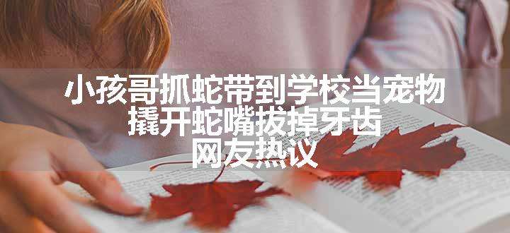 小孩哥抓蛇带到学校当宠物，撬开蛇嘴拔掉牙齿，网友热议